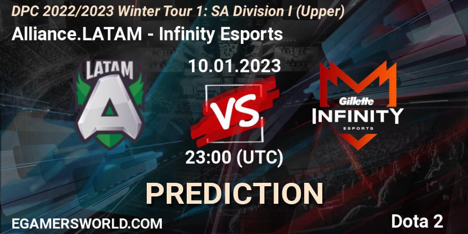 Alliance.LATAM vs Infinity Esports: Match Prediction. 10.01.2023 at 23:00, Dota 2, DPC 2022/2023 Winter Tour 1: SA Division I (Upper) 