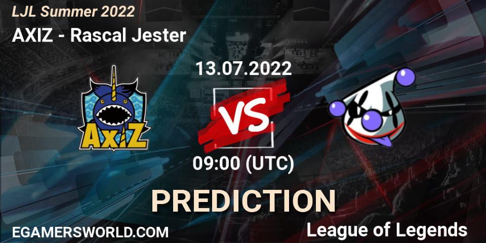 AXIZ vs Rascal Jester: Match Prediction. 13.07.2022 at 09:00, LoL, LJL Summer 2022