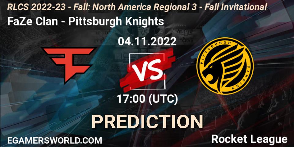 FaZe Clan vs Pittsburgh Knights: Match Prediction. 04.11.2022 at 17:00, Rocket League, RLCS 2022-23 - Fall: North America Regional 3 - Fall Invitational