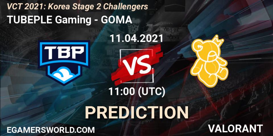 TUBEPLE Gaming vs GOMA: Match Prediction. 11.04.2021 at 11:00, VALORANT, VCT 2021: Korea Stage 2 Challengers