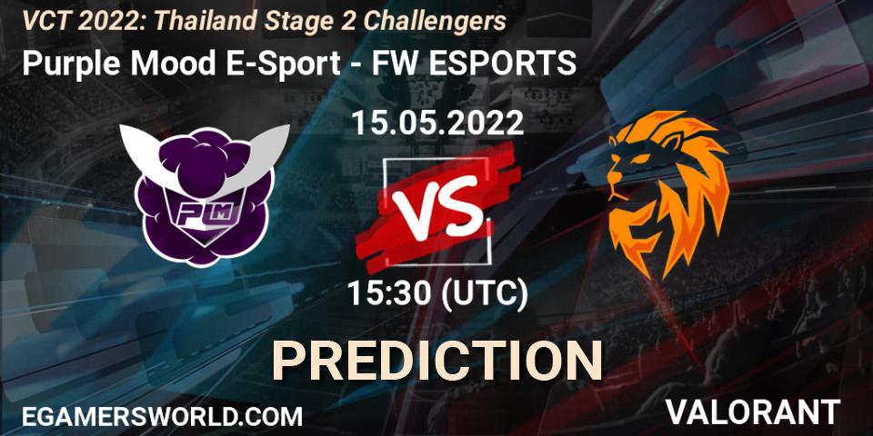 Purple Mood E-Sport vs FW ESPORTS: Match Prediction. 15.05.2022 at 12:30, VALORANT, VCT 2022: Thailand Stage 2 Challengers