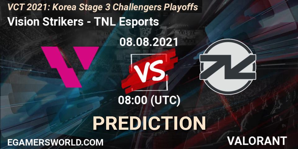 Vision Strikers vs TNL Esports: Match Prediction. 08.08.2021 at 08:00, VALORANT, VCT 2021: Korea Stage 3 Challengers Playoffs