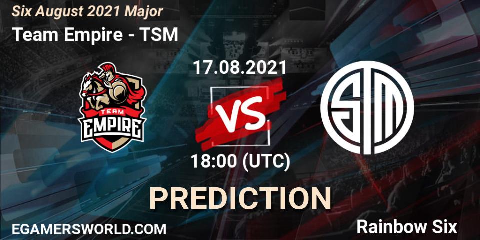 Team Empire vs TSM: Match Prediction. 17.08.2021 at 18:00, Rainbow Six, Six August 2021 Major