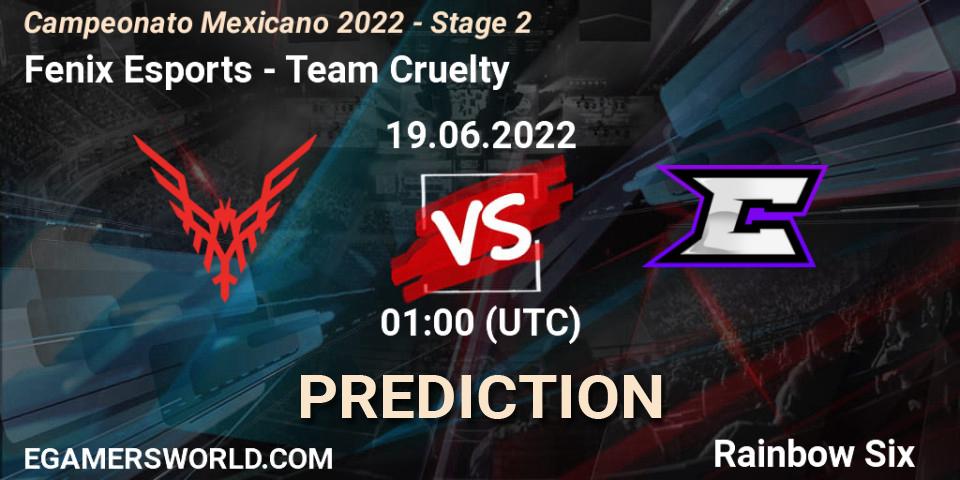 Fenix Esports vs Team Cruelty: Match Prediction. 19.06.2022 at 02:00, Rainbow Six, Campeonato Mexicano 2022 - Stage 2