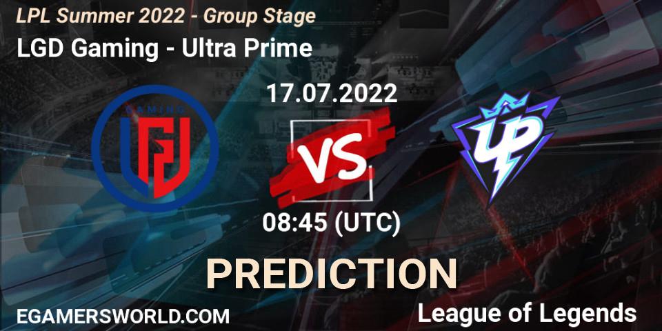 LGD Gaming vs Ultra Prime: Match Prediction. 17.07.2022 at 09:50, LoL, LPL Summer 2022 - Group Stage