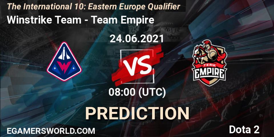 Winstrike Team vs Team Empire: Match Prediction. 24.06.2021 at 08:03, Dota 2, The International 10: Eastern Europe Qualifier