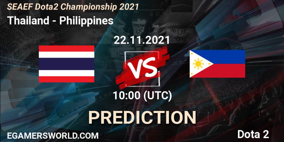 Thailand vs Philippines: Match Prediction. 22.11.2021 at 10:39, Dota 2, SEAEF Dota2 Championship 2021
