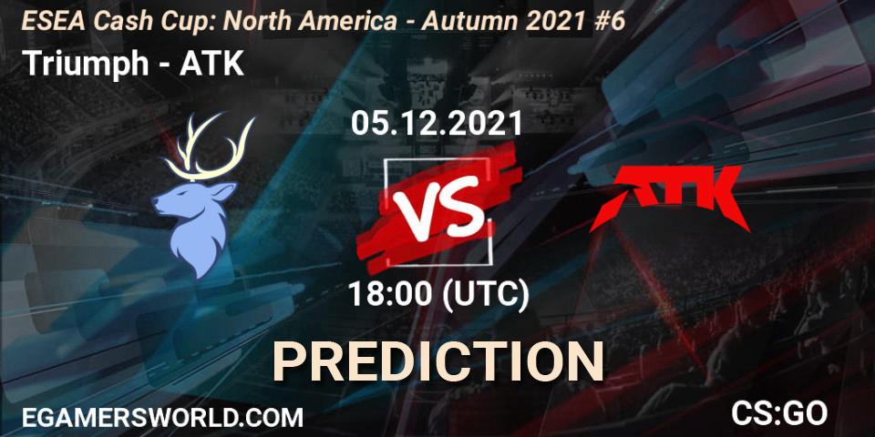 Triumph vs ATK: Match Prediction. 05.12.2021 at 18:00, Counter-Strike (CS2), ESEA Cash Cup: North America - Autumn 2021 #6