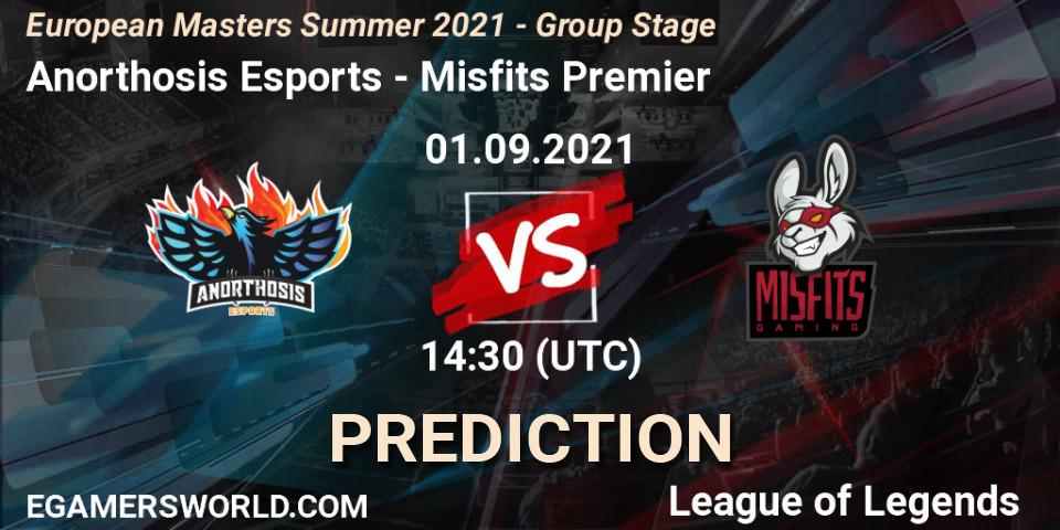 Anorthosis Esports vs Misfits Premier: Match Prediction. 01.09.2021 at 14:30, LoL, European Masters Summer 2021 - Group Stage