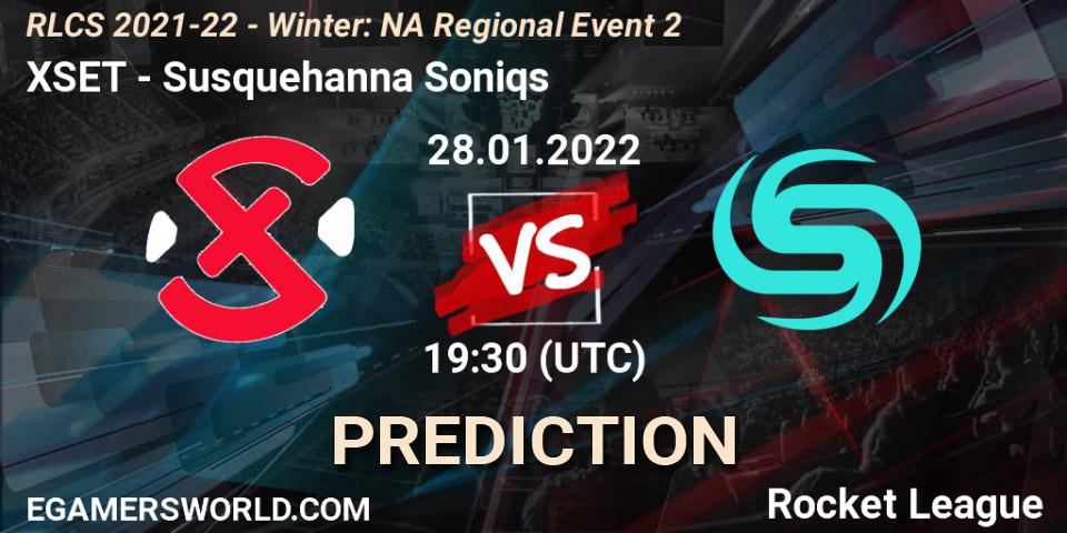 XSET vs Susquehanna Soniqs: Match Prediction. 28.01.2022 at 19:30, Rocket League, RLCS 2021-22 - Winter: NA Regional Event 2