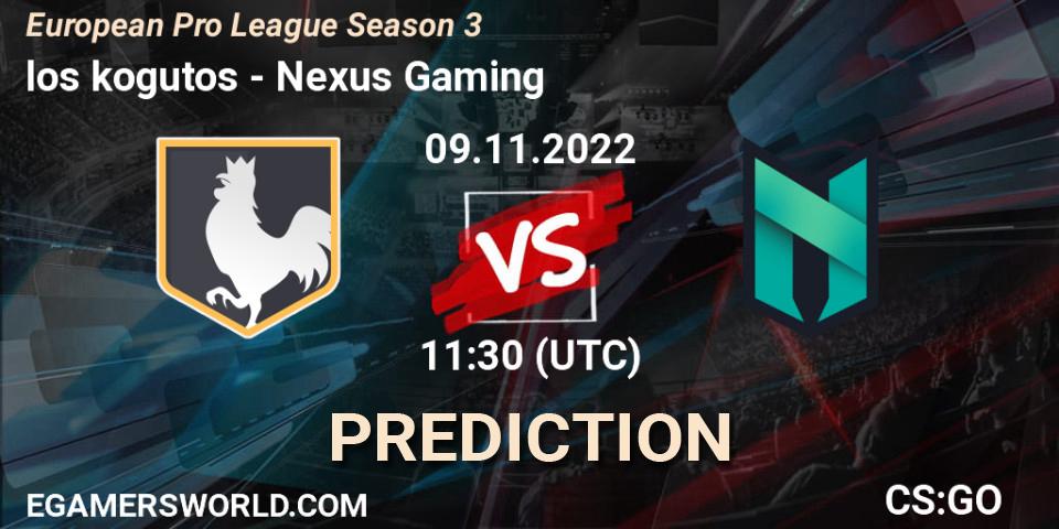 los kogutos vs Nexus Gaming: Match Prediction. 09.11.2022 at 11:30, Counter-Strike (CS2), European Pro League Season 3