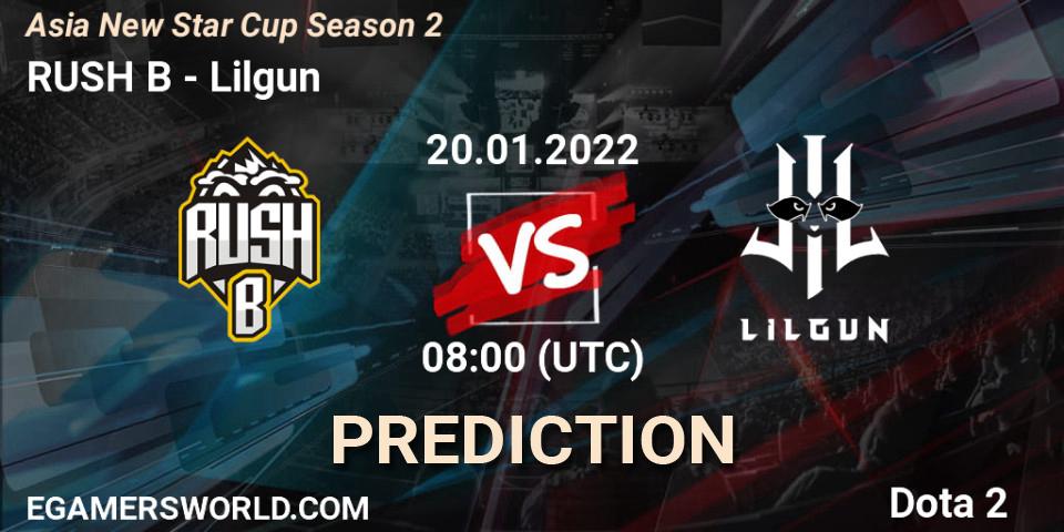RUSH B vs Lilgun: Match Prediction. 20.01.2022 at 13:00, Dota 2, Asia New Star Cup Season 2