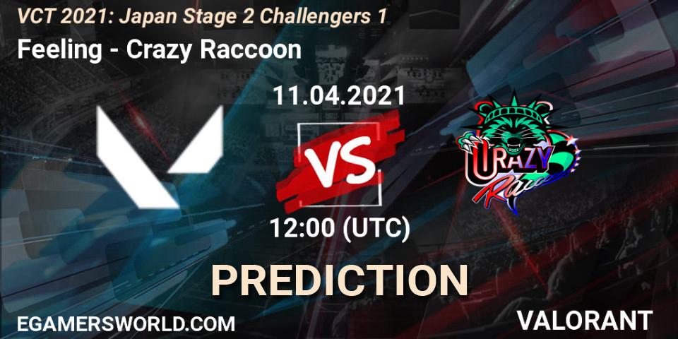 Feeling vs Crazy Raccoon: Match Prediction. 11.04.2021 at 12:00, VALORANT, VCT 2021: Japan Stage 2 Challengers 1