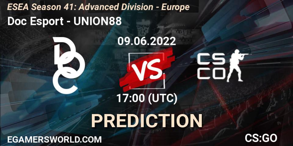 Doc Esport vs UNION88: Match Prediction. 09.06.2022 at 17:00, Counter-Strike (CS2), ESEA Season 41: Advanced Division - Europe