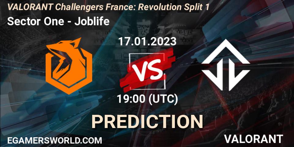 Sector One vs Joblife: Match Prediction. 17.01.2023 at 19:25, VALORANT, VALORANT Challengers 2023 France: Revolution Split 1
