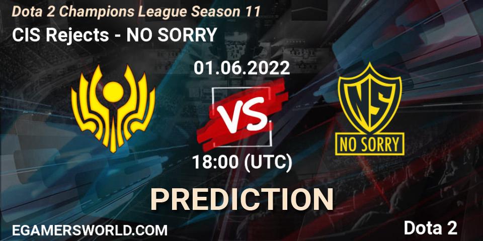 CIS Rejects vs NO SORRY: Match Prediction. 01.06.22, Dota 2, Dota 2 Champions League Season 11