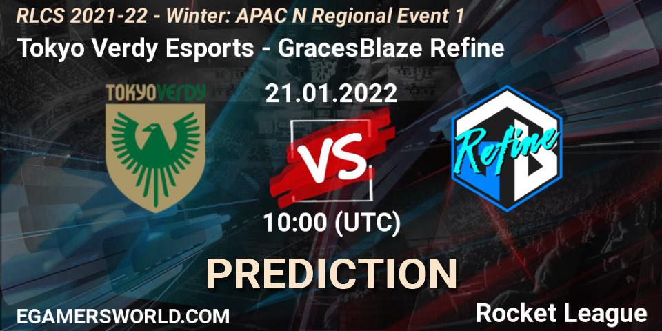 Tokyo Verdy Esports vs GracesBlaze Refine: Match Prediction. 21.01.2022 at 10:00, Rocket League, RLCS 2021-22 - Winter: APAC N Regional Event 1