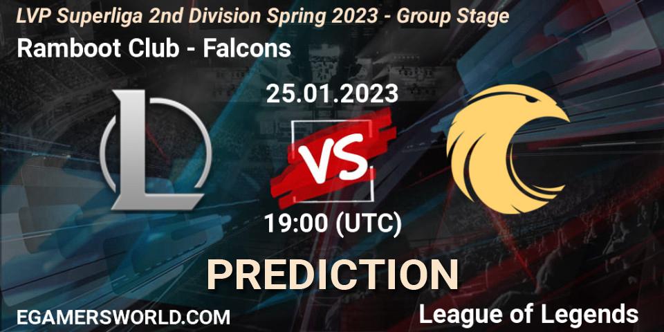 Ramboot Club vs Falcons: Match Prediction. 25.01.2023 at 19:00, LoL, LVP Superliga 2nd Division Spring 2023 - Group Stage