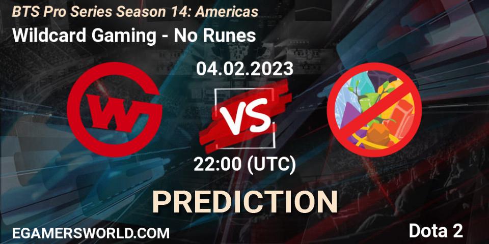 Wildcard Gaming vs No Runes: Match Prediction. 04.02.23, Dota 2, BTS Pro Series Season 14: Americas