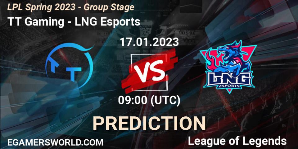TT Gaming vs LNG Esports: Match Prediction. 17.01.2023 at 09:00, LoL, LPL Spring 2023 - Group Stage