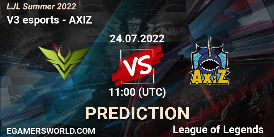 V3 esports vs AXIZ: Match Prediction. 24.07.2022 at 11:00, LoL, LJL Summer 2022