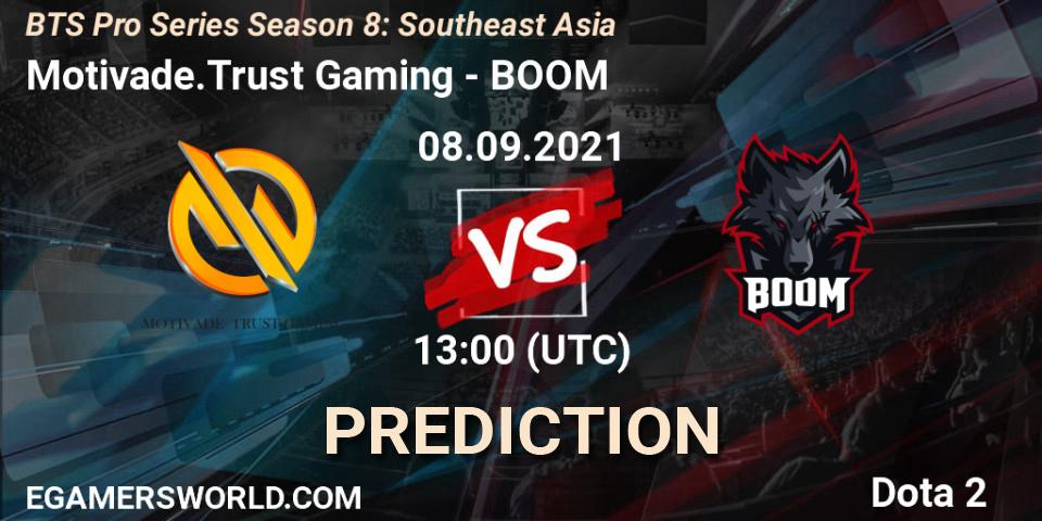 Motivate.Trust Gaming vs BOOM: Match Prediction. 08.09.2021 at 13:25, Dota 2, BTS Pro Series Season 8: Southeast Asia