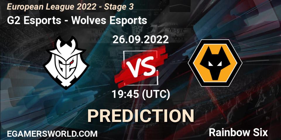 G2 Esports vs Wolves Esports: Match Prediction. 26.09.2022 at 19:45, Rainbow Six, European League 2022 - Stage 3