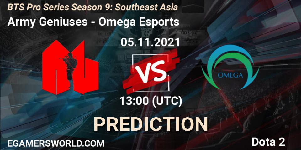 Army Geniuses vs Omega Esports: Match Prediction. 05.11.2021 at 13:49, Dota 2, BTS Pro Series Season 9: Southeast Asia
