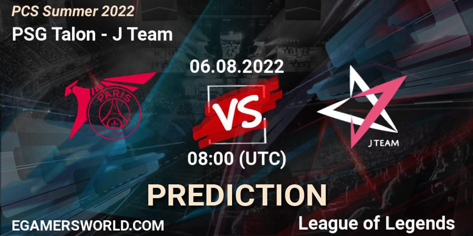 PSG Talon vs J Team: Match Prediction. 05.08.2022 at 08:00, LoL, PCS Summer 2022