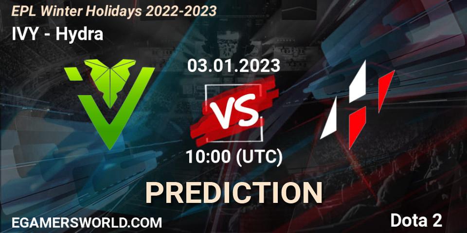 IVY vs Hydra: Match Prediction. 03.01.2023 at 10:08, Dota 2, EPL Winter Holidays 2022-2023