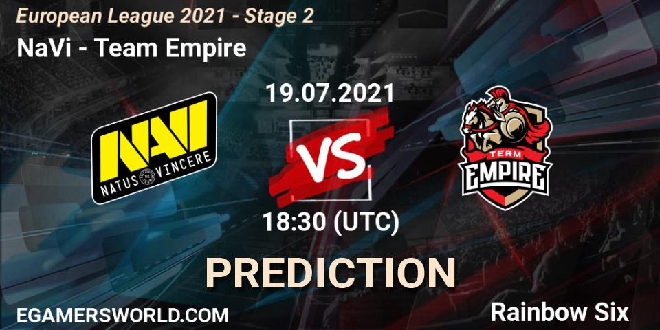 NaVi vs Team Empire: Match Prediction. 19.07.2021 at 18:35, Rainbow Six, European League 2021 - Stage 2
