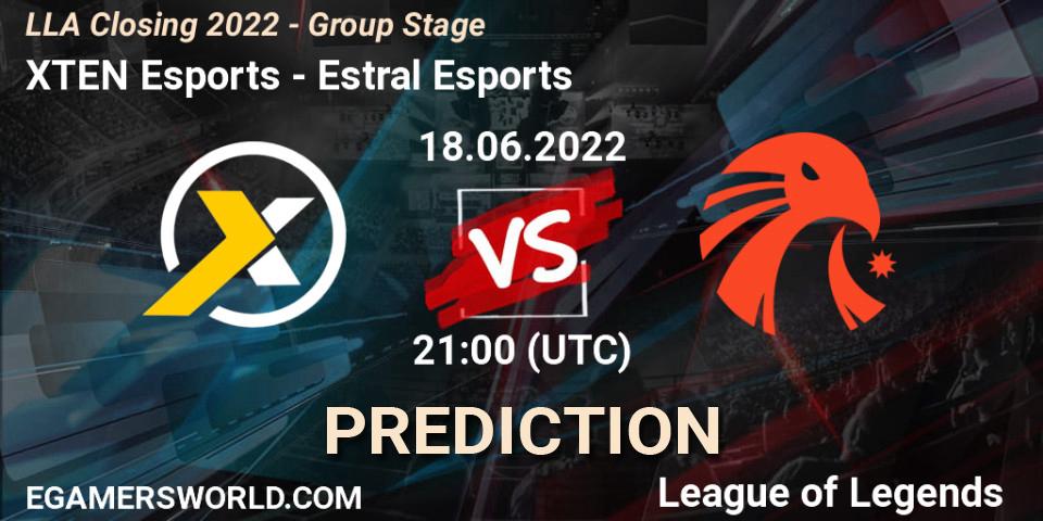 XTEN Esports vs Estral Esports: Match Prediction. 18.06.2022 at 23:00, LoL, LLA Closing 2022 - Group Stage