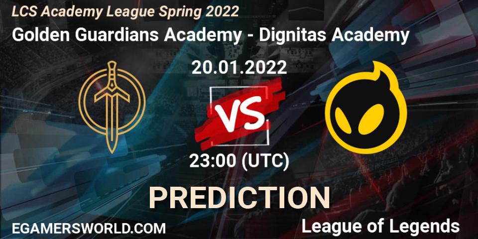 Golden Guardians Academy vs Dignitas Academy: Match Prediction. 20.01.2022 at 23:00, LoL, LCS Academy League Spring 2022