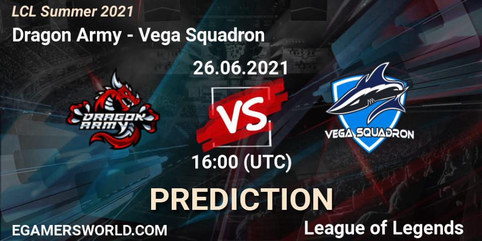 Dragon Army vs Vega Squadron: Match Prediction. 26.06.2021 at 16:00, LoL, LCL Summer 2021