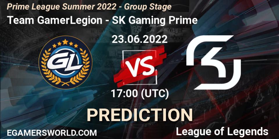 Team GamerLegion vs SK Gaming Prime: Match Prediction. 23.06.2022 at 17:00, LoL, Prime League Summer 2022 - Group Stage