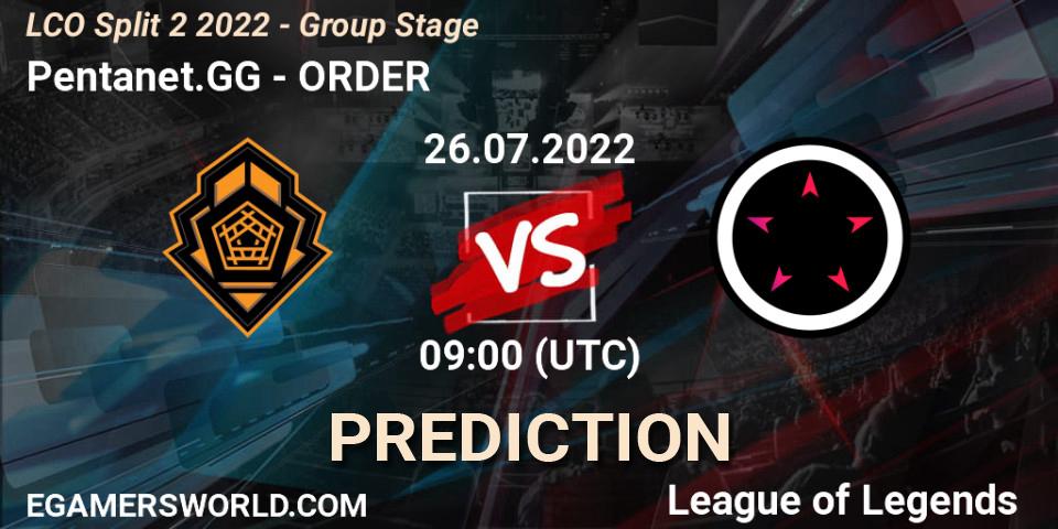 Pentanet.GG vs ORDER: Match Prediction. 26.07.22, LoL, LCO Split 2 2022 - Group Stage