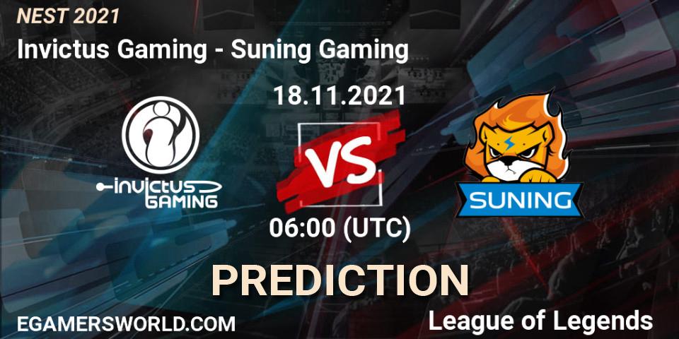 Invictus Gaming vs Suning Gaming: Match Prediction. 18.11.2021 at 06:00, LoL, NEST 2021