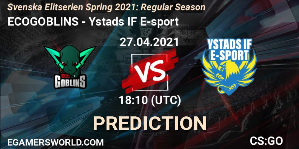 ECOGOBLINS vs Ystads IF E-sport: Match Prediction. 27.04.2021 at 18:10, Counter-Strike (CS2), Svenska Elitserien Spring 2021: Regular Season