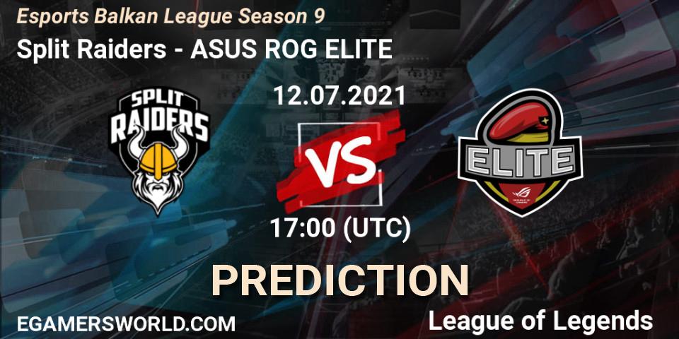 Split Raiders vs ASUS ROG ELITE: Match Prediction. 12.07.21, LoL, Esports Balkan League Season 9