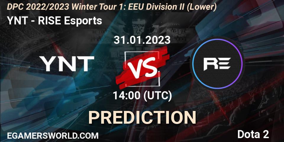 YNT vs RISE Esports: Match Prediction. 31.01.23, Dota 2, DPC 2022/2023 Winter Tour 1: EEU Division II (Lower)