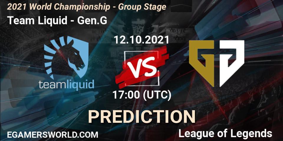 Team Liquid vs Gen.G: Match Prediction. 18.10.2021 at 15:10, LoL, 2021 World Championship - Group Stage