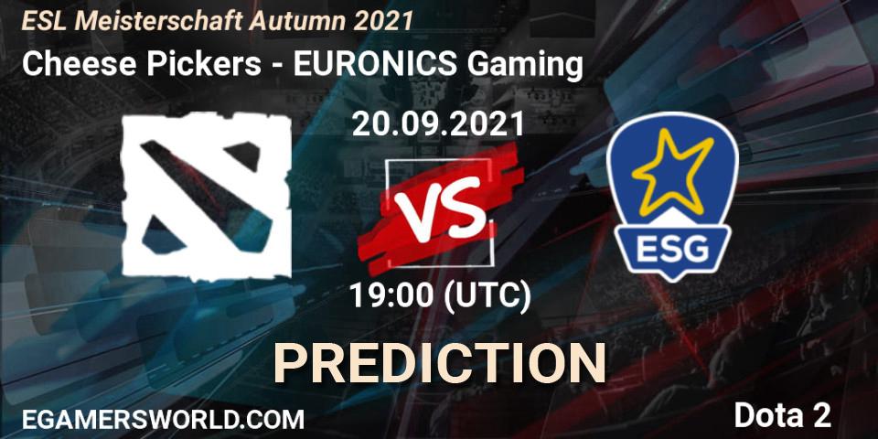 Cheese Pickers vs EURONICS Gaming: Match Prediction. 20.09.2021 at 18:30, Dota 2, ESL Meisterschaft Autumn 2021