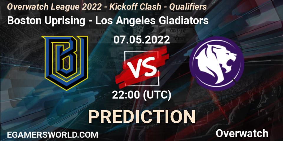 Boston Uprising vs Los Angeles Gladiators: Match Prediction. 07.05.2022 at 22:00, Overwatch, Overwatch League 2022 - Kickoff Clash - Qualifiers