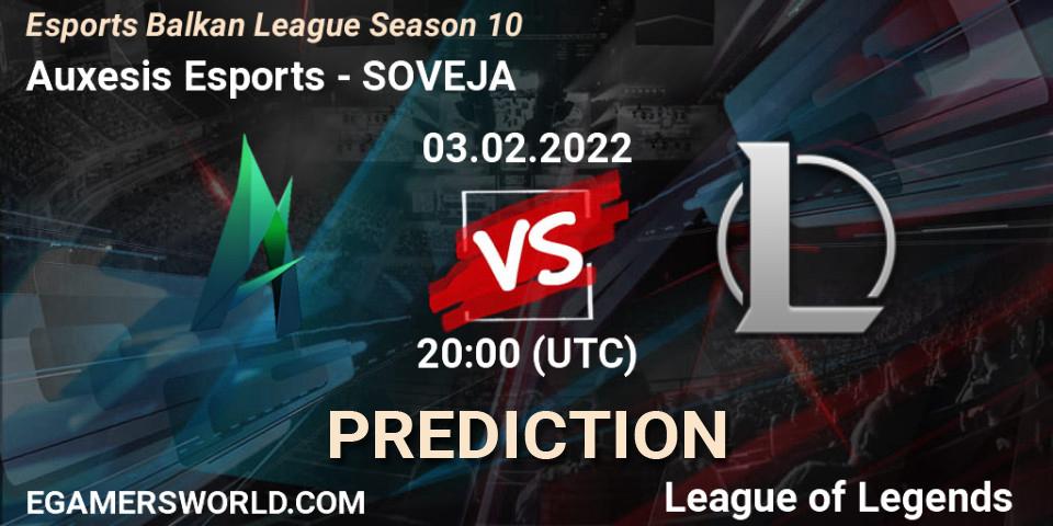 Auxesis Esports vs SOVEJA: Match Prediction. 03.02.2022 at 20:00, LoL, Esports Balkan League Season 10