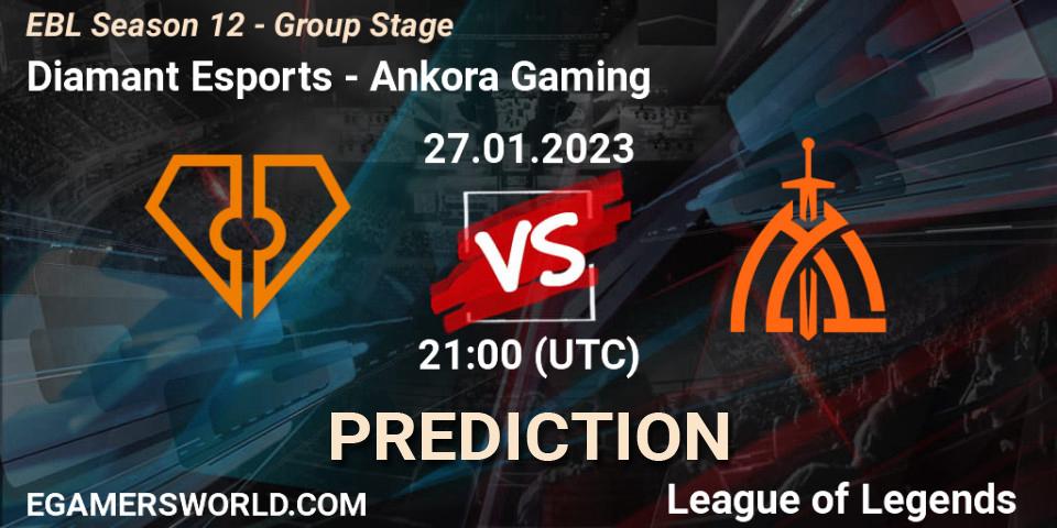 Diamant Esports vs Ankora Gaming: Match Prediction. 27.01.2023 at 21:00, LoL, EBL Season 12 - Group Stage