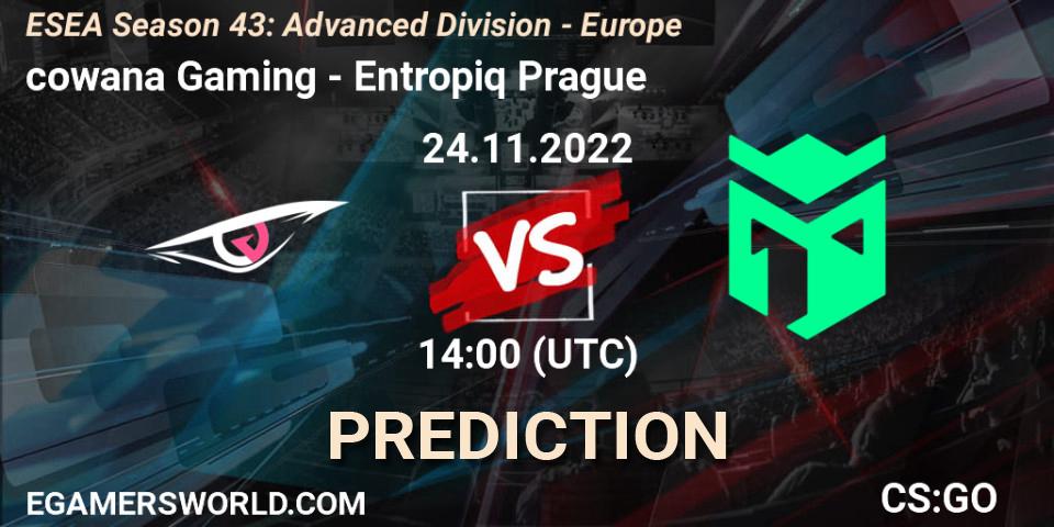 cowana Gaming vs Entropiq Prague: Match Prediction. 24.11.2022 at 14:00, Counter-Strike (CS2), ESEA Season 43: Advanced Division - Europe
