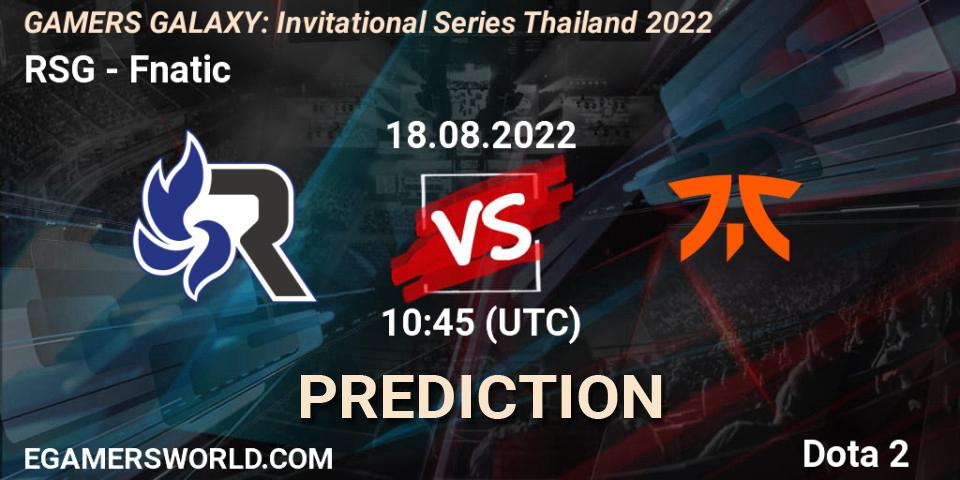 RSG vs Fnatic: Match Prediction. 18.08.22, Dota 2, GAMERS GALAXY: Invitational Series Thailand 2022