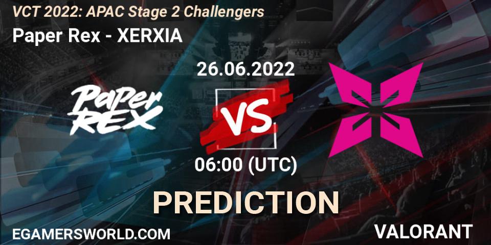 Paper Rex vs XERXIA: Match Prediction. 26.06.22, VALORANT, VCT 2022: APAC Stage 2 Challengers