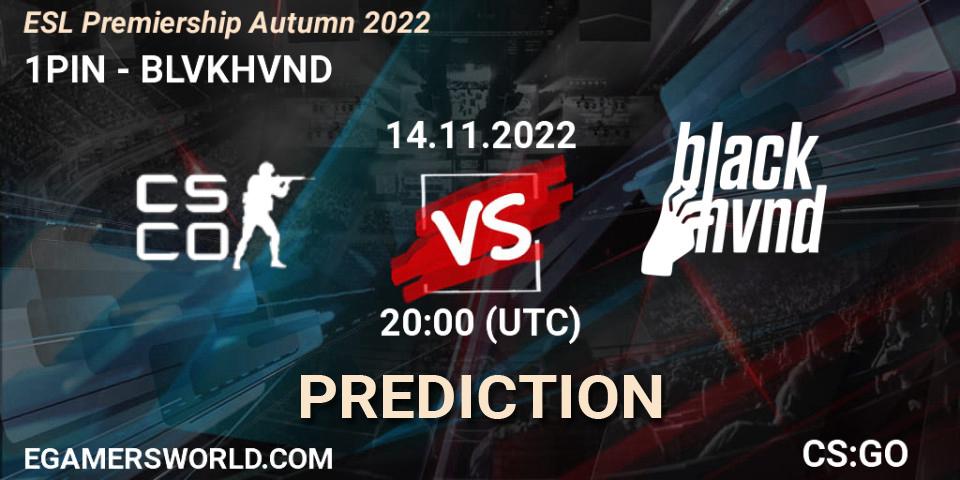 1PIN vs BLVKHVND: Match Prediction. 14.11.2022 at 20:00, Counter-Strike (CS2), ESL Premiership Autumn 2022
