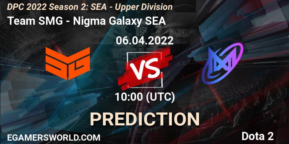 Team SMG vs Nigma Galaxy SEA: Match Prediction. 06.04.2022 at 10:30, Dota 2, DPC 2021/2022 Tour 2 (Season 2): SEA Division I (Upper)
